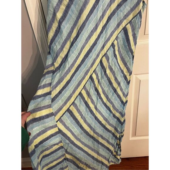 J. Jill Love Linen Blue & Green Mixed Stripe Sleeveless Maxi Dress sz XL EUC - Picture 2 of 8